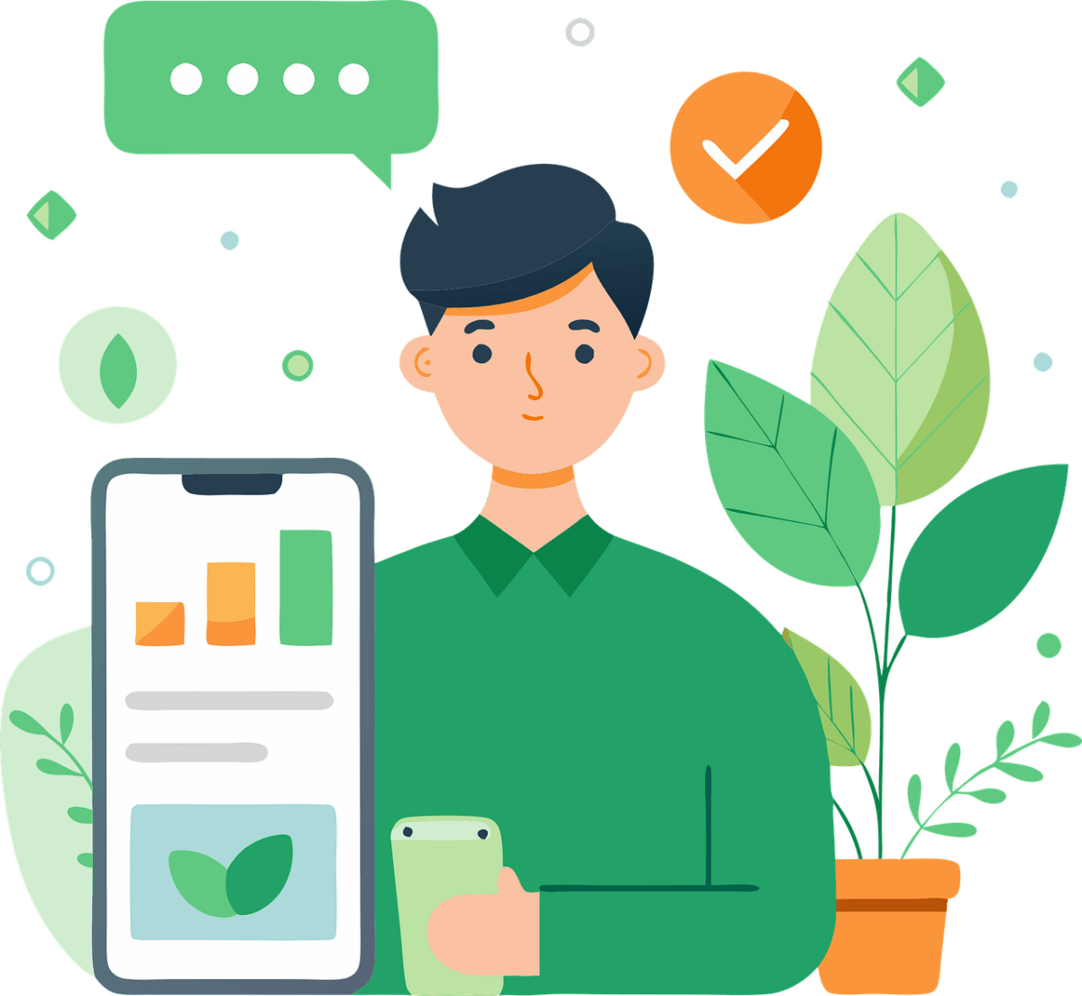 ai generated, phone, internet, messaging, leaves, nature, online store, purchases, web